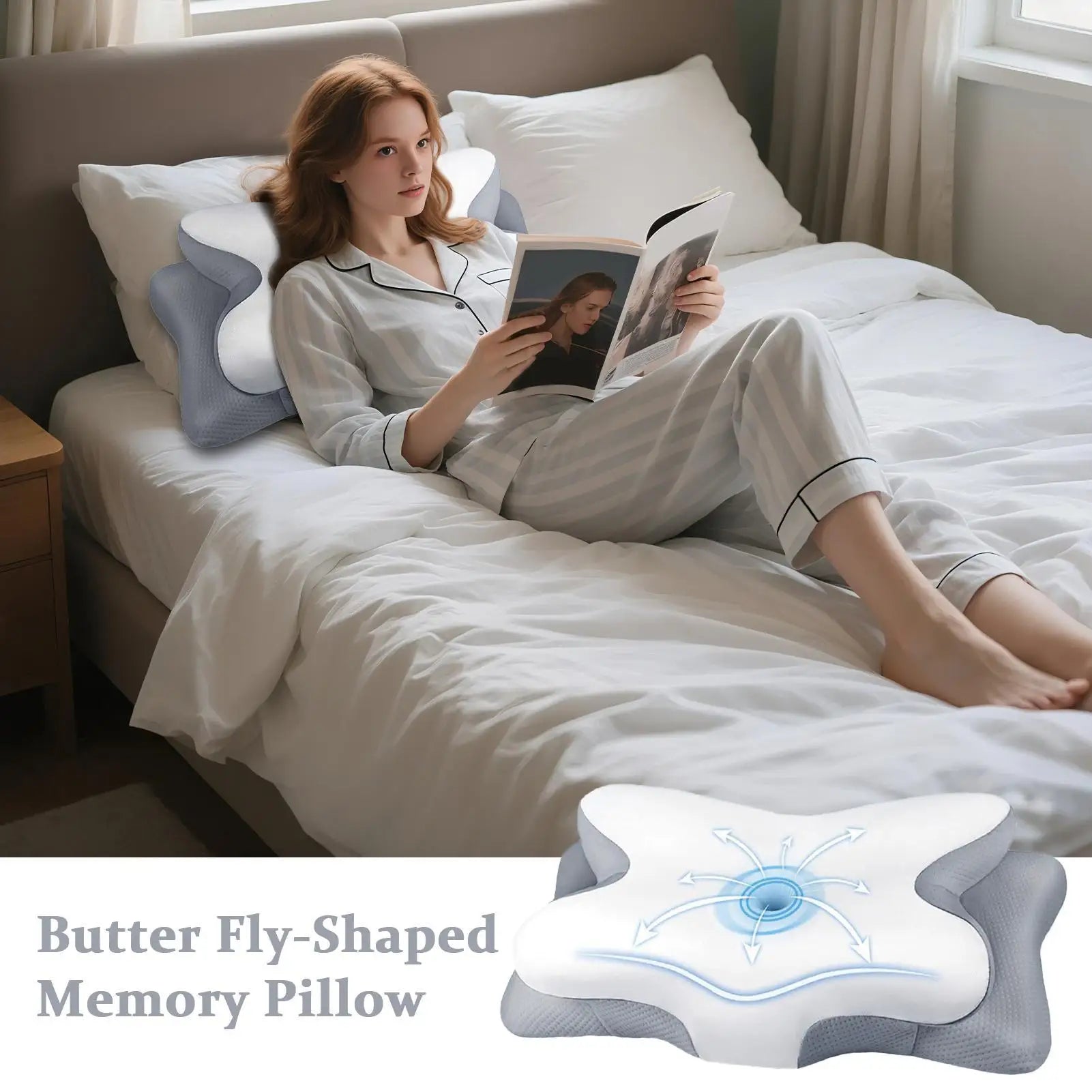 Memory Foam Pillows For Sleeping Memory Foam Pillow For Side Sleepers Slow Rebound Soft Cushion Neck Support Headrest For Travel Qme