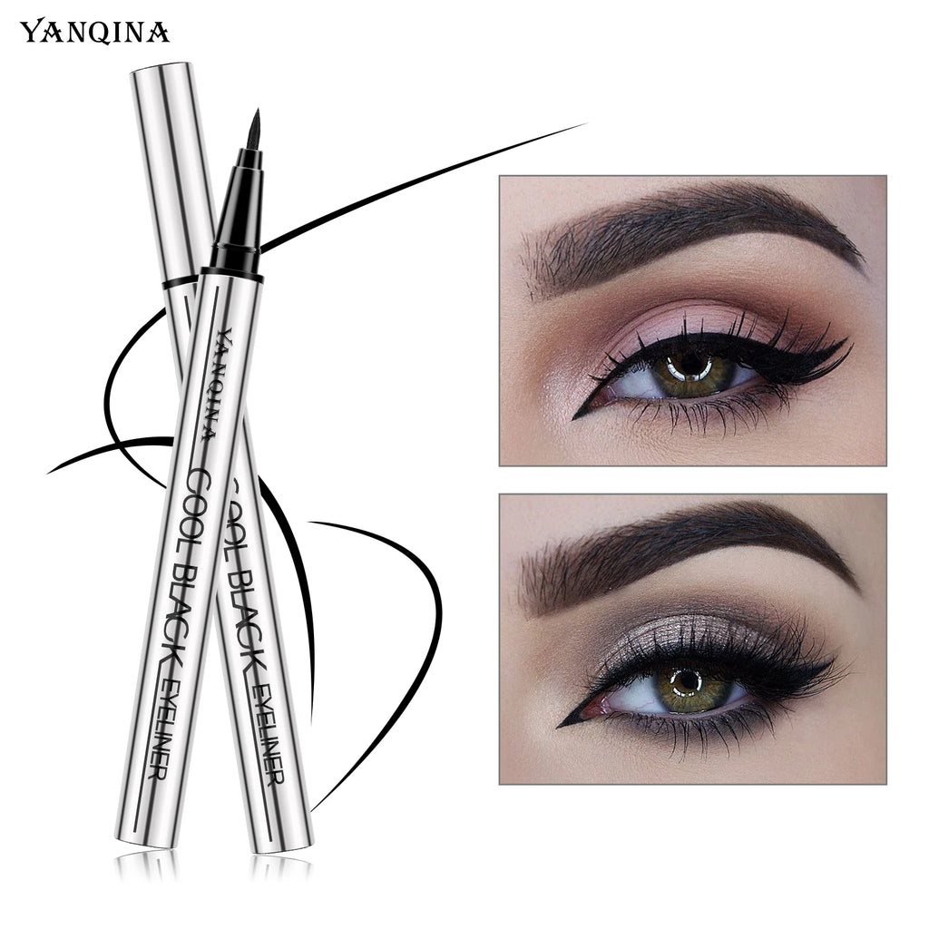 Waterproof Liquid Eyeliner Pen Sweatproof Long Lasting Smudge Resistant Smooth Texture 2 Colors Brown Black Beginner Eye Makeup Qme