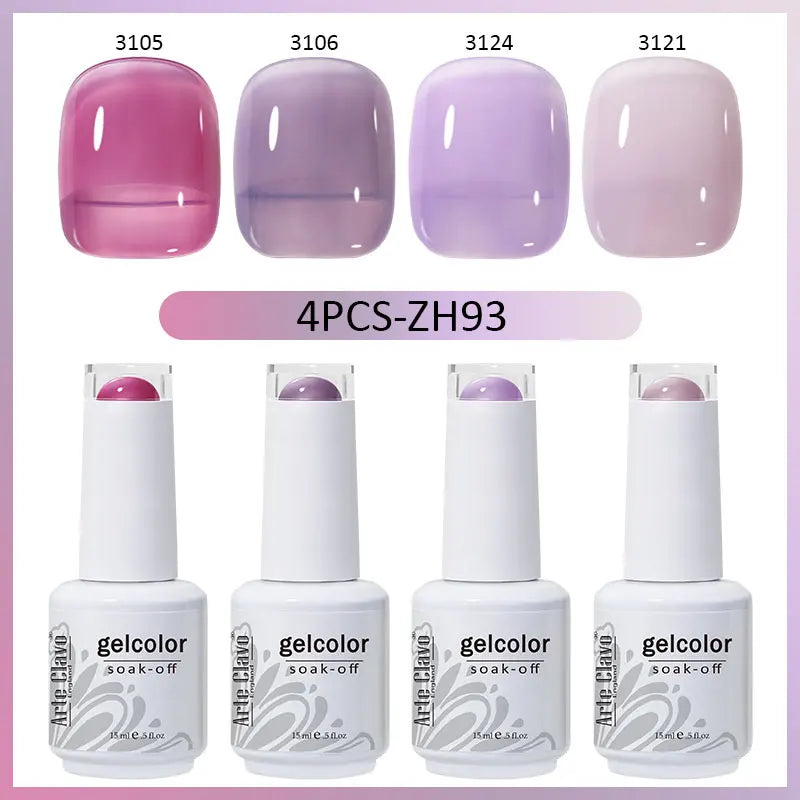Arte Clavo 4 6 8 Gel Nail Polish Art Soak Off UV Colorful Semi