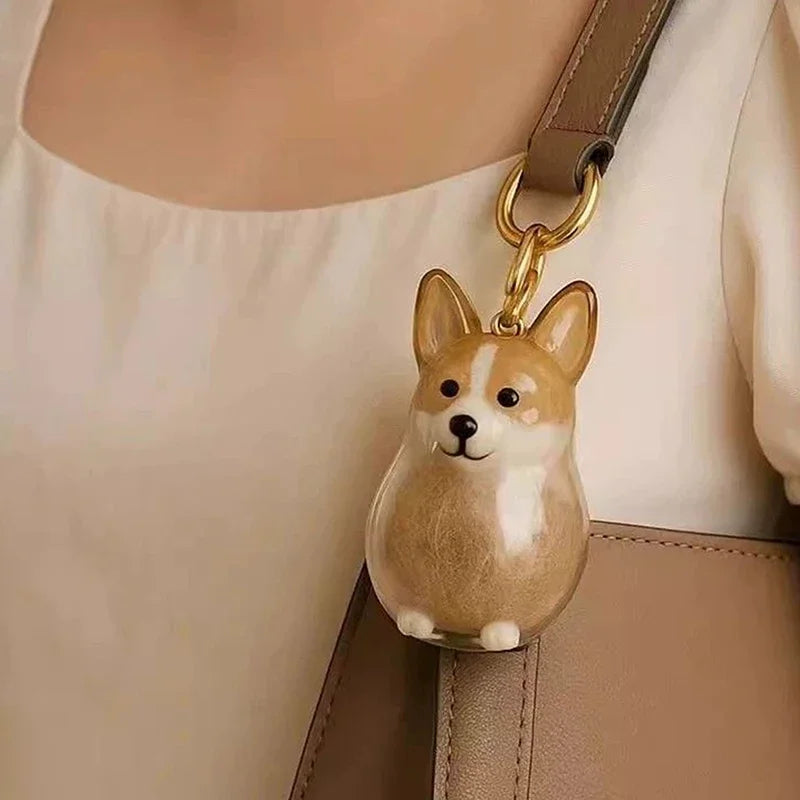 Clear Puppy Hair Memorial Pet's Dog Fur Container DIY Pendant Keychain Decor Pet Lovers Home Display Gifts Qme