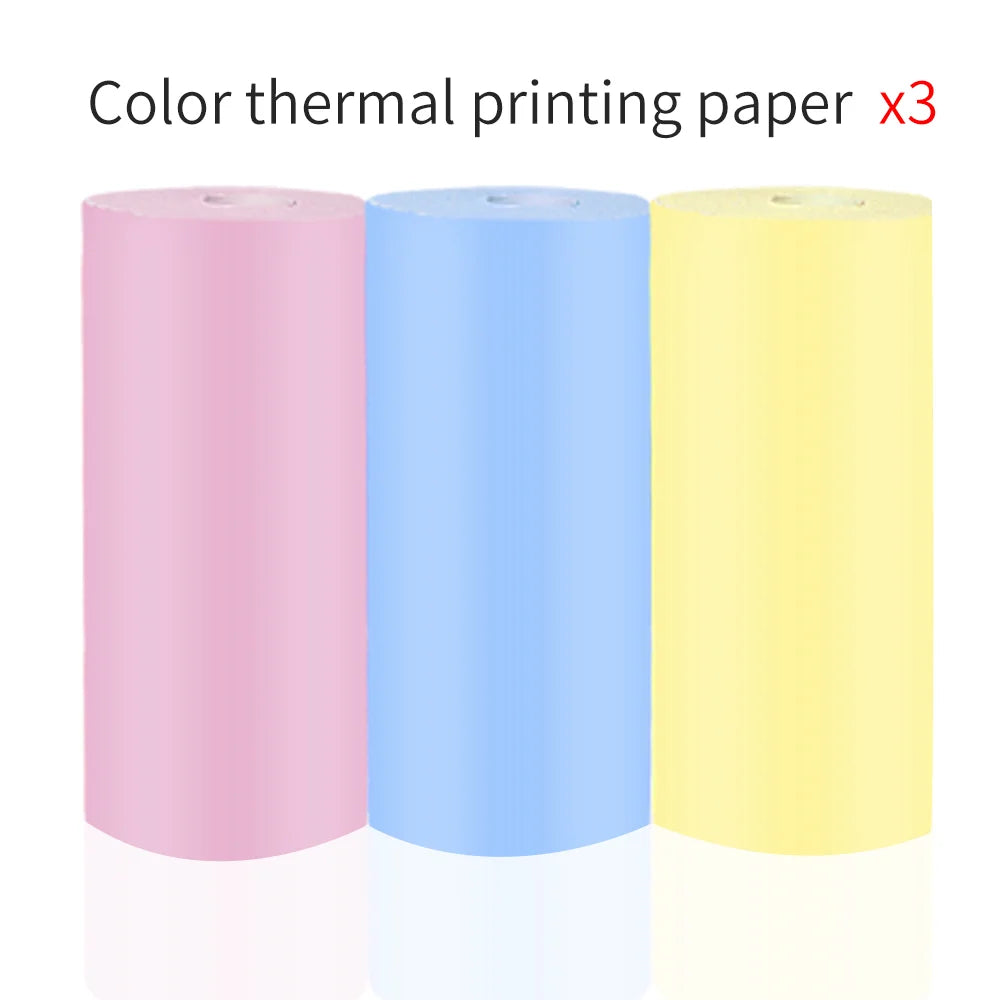 58mm Mini Portable Thermal Printer Wireless Bluetooth Mobile Pocket Photo Printer Memo Wrong Question HD Printing With USB Cable Qme 3Rolls Color Paper