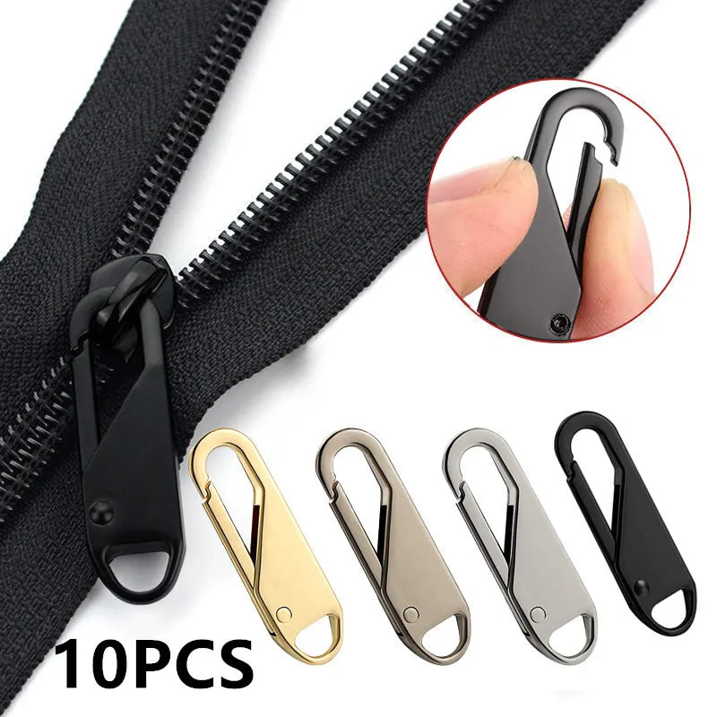 10PCS Universal Zipper Puller Detachable Metal Zipper Head Repair Kits For Zipper Slider DIY Craft Sewing Clothes Accessories Qme