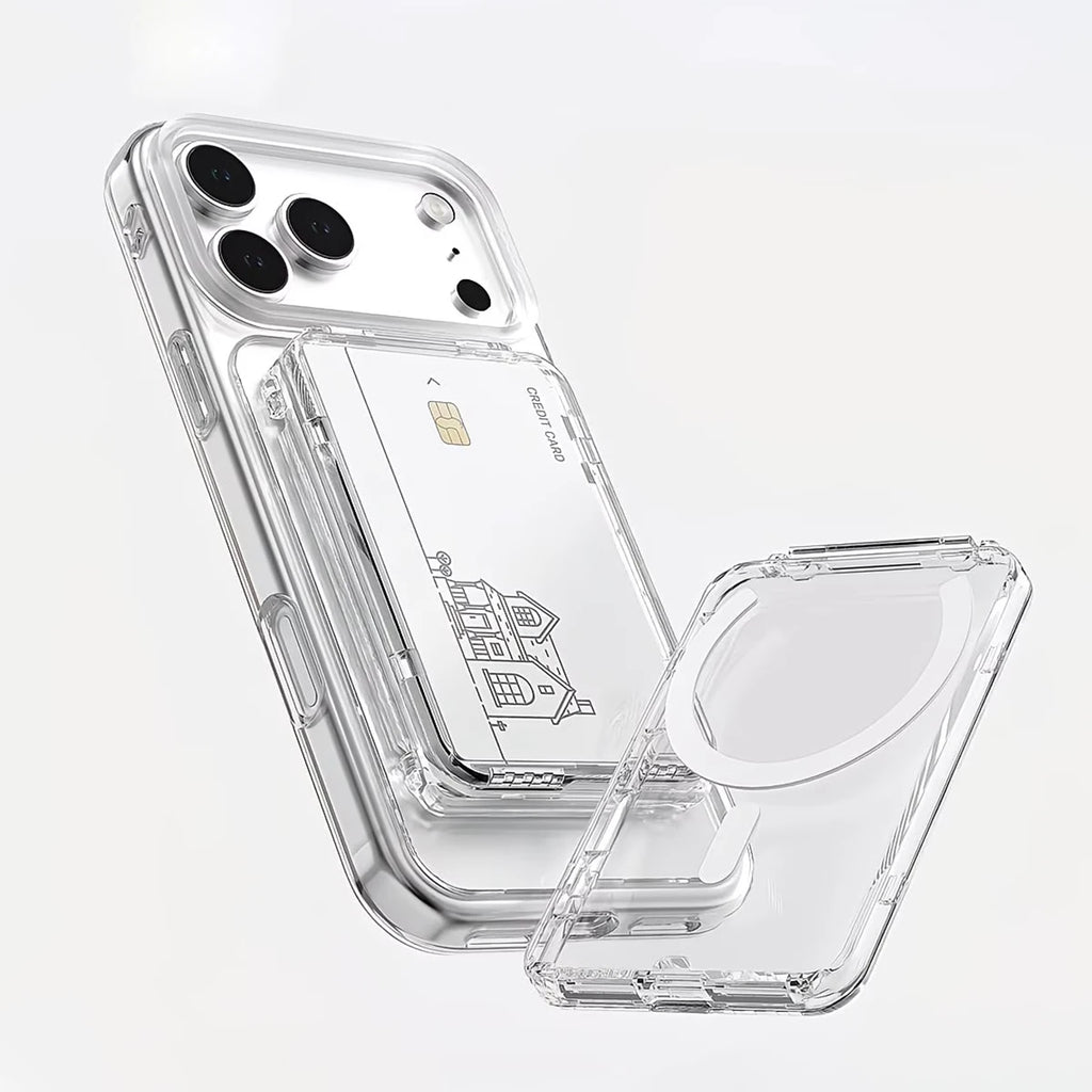 Transparent Magsafe Card Sleeve Shockproof 2 Slots Magnetic Qme