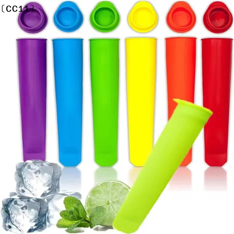 Reusable Silicone Popsicle Molds Lids Tubes Leak-proof Easy One-press Qme