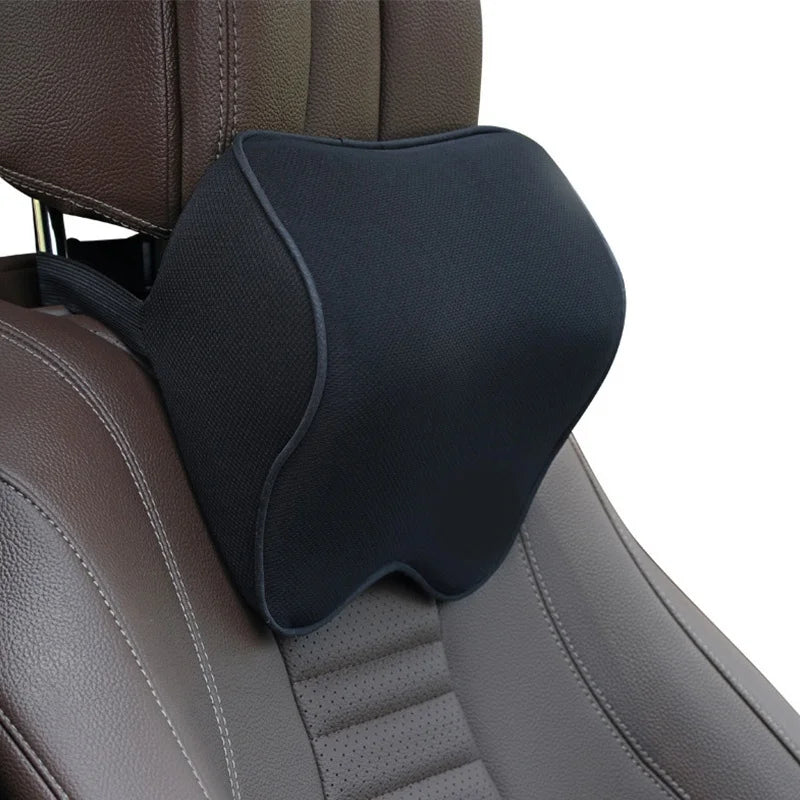 Car Neck Headrest Pillow Auto Seat Head Support Protector Automobiles Seat Rest Memory Cotton Under Qme Black