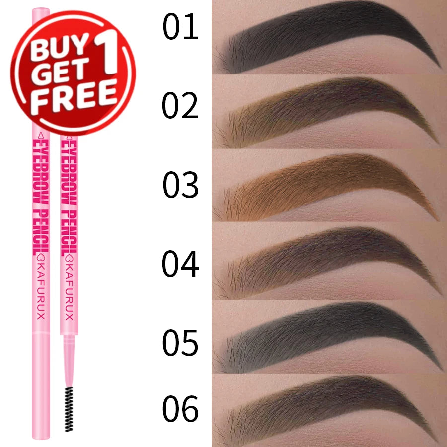 6 Colors Ultra-fine Double Headed Eyebrow Pencil Waterproof Qme