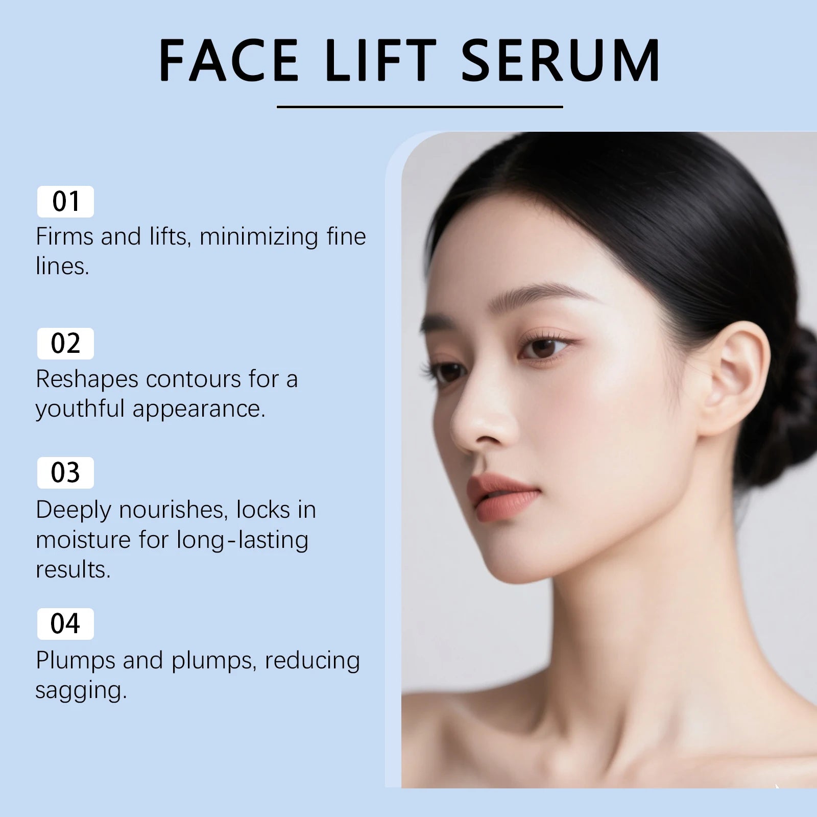 Instant Face Lifting Serum Firming Anti-Wrinkle Deep Moisturizing Brightening Smoothing Fade Fine Lines Tightening Essence Qme