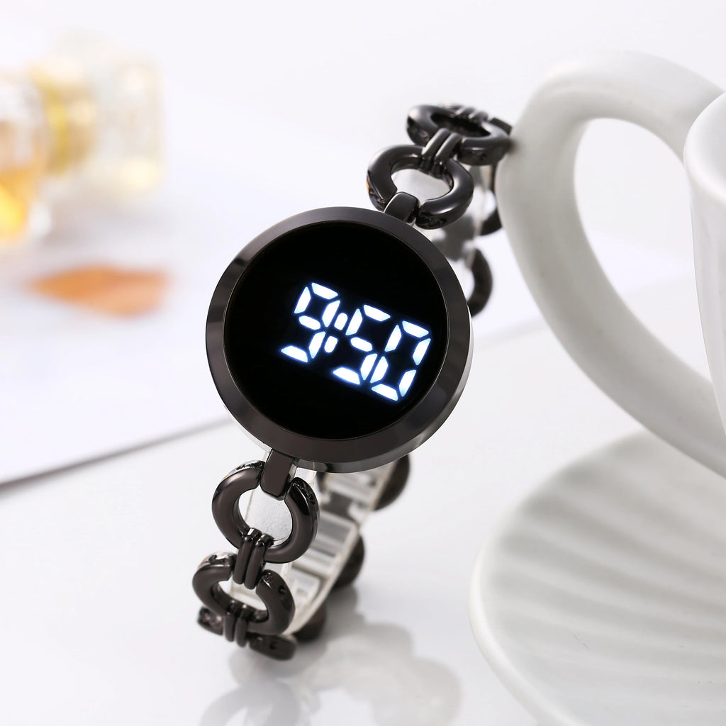 Fashion Chain Watch Women's Steel Belt Student Bracelet LED Electronic Women's Touch Watch Qme