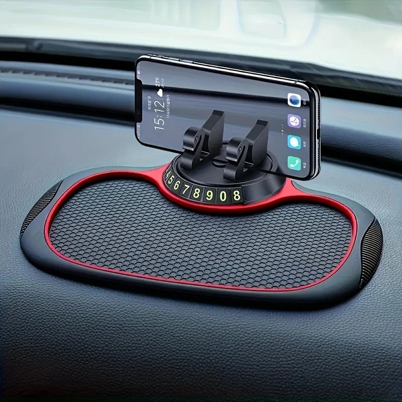 1pc 360° Rotating Swan-Shaped Car Anti-Slip Pad with Phone Holder, Dashboard Navigation Mounting Mat Qme