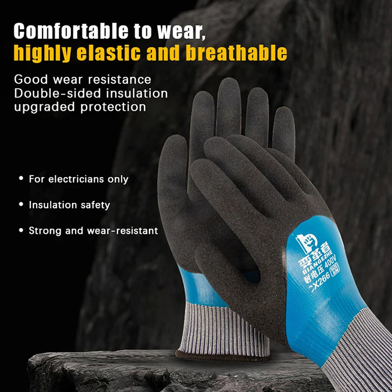 1 Pair Withstanding Voltage 400 1000V Rubber Insulation Glove Qme