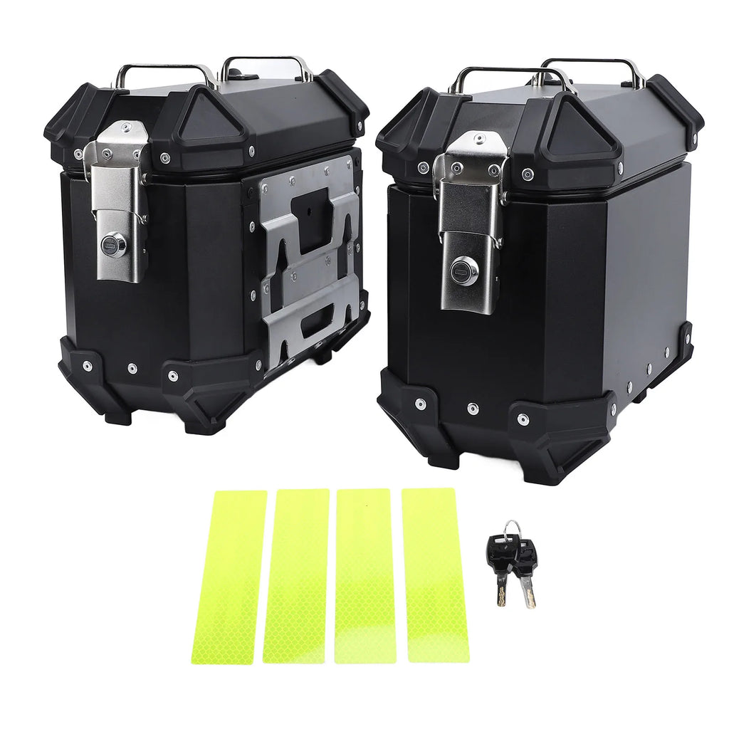 18L Motorcycle Side Case Aluminium Alloy Motorbike Hard Side Saddlebag Box with Safety Lock and Handle for Helmet Luggage Qme Black