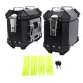 18L Motorcycle Side Case Aluminium Alloy Motorbike Hard Side Saddlebag Box with Safety Lock and Handle for Helmet Luggage Qme Black