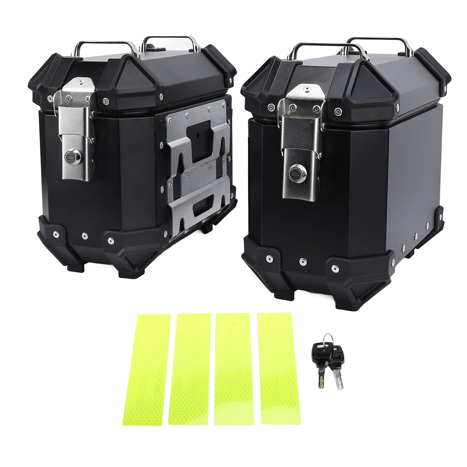 18L Motorcycle Side Case Aluminium Alloy Motorbike Hard Side Saddlebag Box with Safety Lock and Handle for Helmet Luggage Qme Black