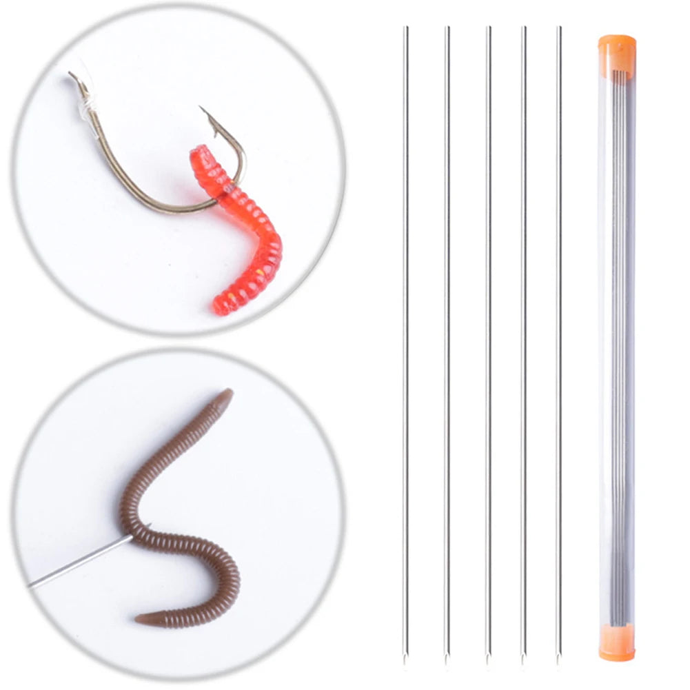 5Pcs Earthworm Hooking Needle Worm Baiting Needle Easy To Use Worm Fishing Needle Hollow Earthworm Hook Needle Fishing Tackles Qme