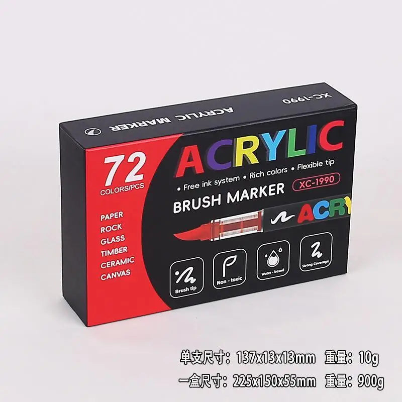 Acrylic Brush Markers Non Toxic Rich Colors Drawing Crafting Paper Qme I