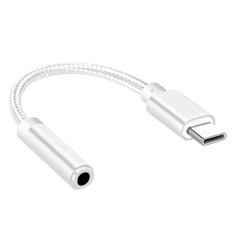10pcs USB Type C To 3.5mm Audio Jack Adapter for Wired Headphones Connecting Cellphones Type C To Earphones Cable Converter Qme Silver