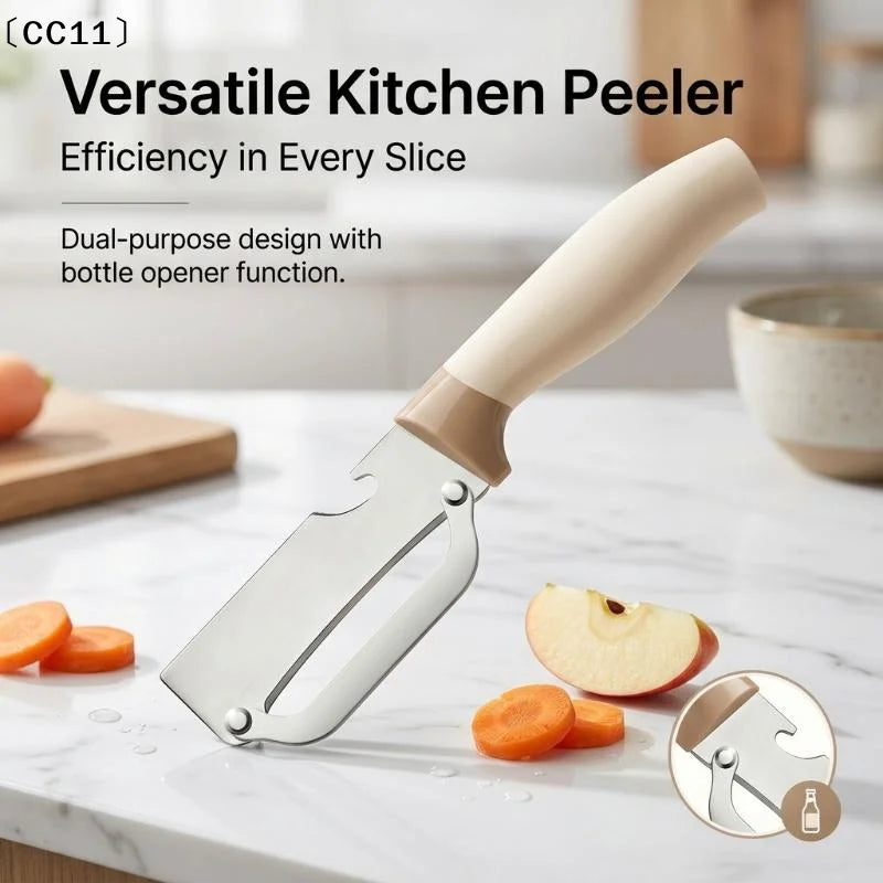 1 Stainless Steel Flat Edge Peeler Fruits Vegetables Kitchen Qme