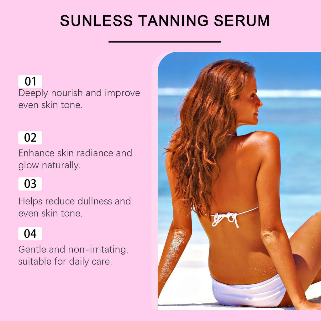 OceAura Sunless Tanning Serum Natural Bronze Gentle Deep Nourishing Even Skin Tone Dullness Reducing Sun Free Tanning Care Drops Qme