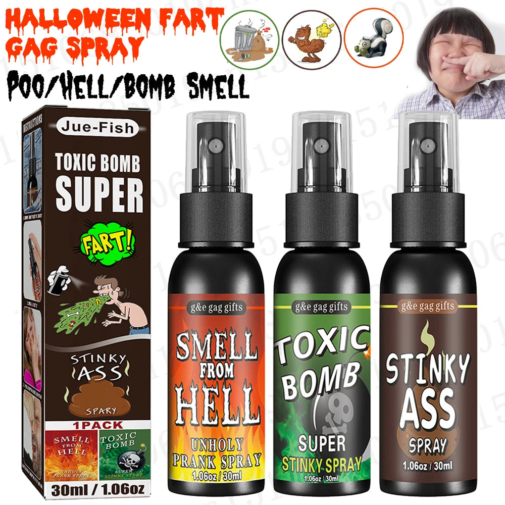30ml Fart Gag Spray Prank Joke Plastic Spoof Odor Spray Party Supplies Terrible Stinky Fart Spray Non Toxic Halloween Funny Prop Qme