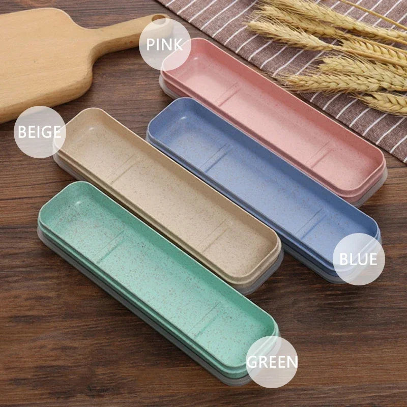 Portable Travel Tableware Eco-friendly Storage Box Case Food Grade Dinnerware Kitchen Fork Spoon Box Kid Cutlery Set Organizer Qme