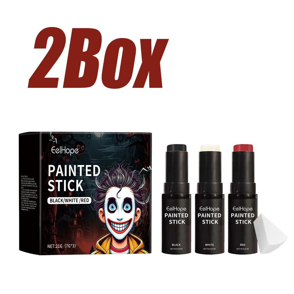 Body Paint Set Black White Red Face Painting Crayons Cosplay Clown Zombie Vampire Makeup Full Coverage Easy Remove Party Kit Qme 2 Box