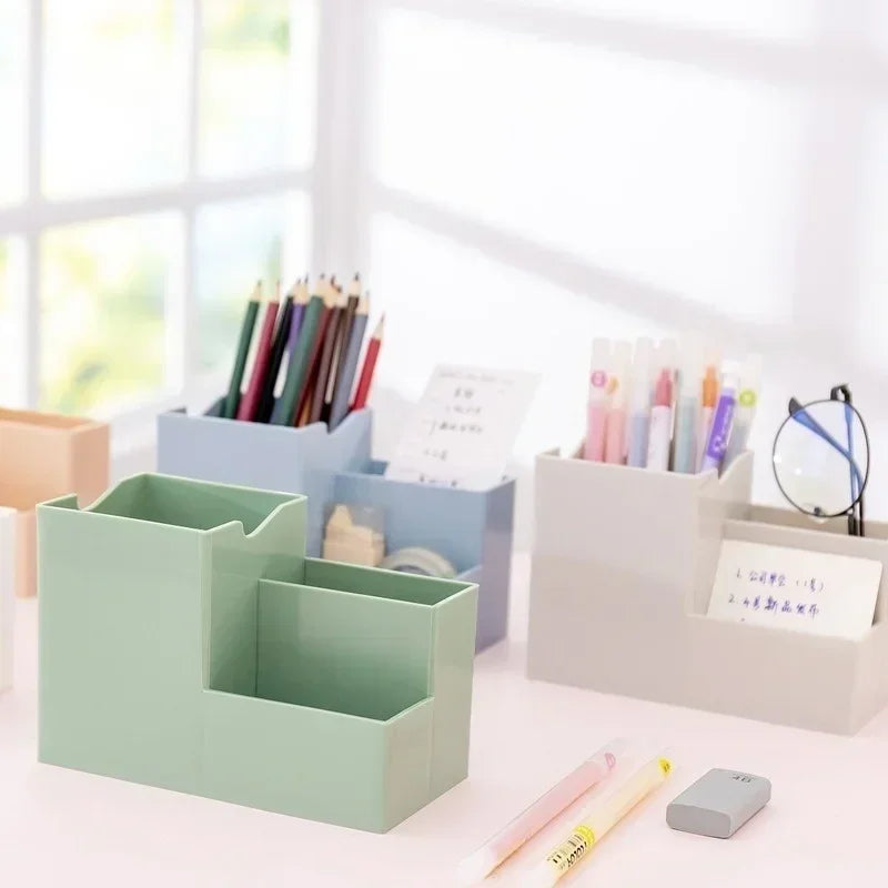 Multi-function Desktop Pen Holder School Supplies Storage Case Colorful Plastic Box Office Desk Accessories Pencil Organizer Qme