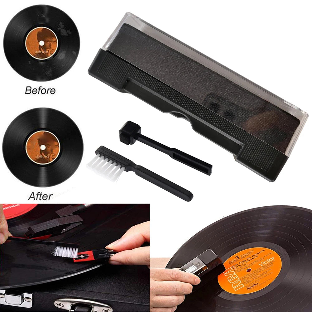 3Pcs/Set Vinyl Record Cleaner Kit Cleaning Brush Dust Remover Set Record Cleaner Cleaning Brush Tool Vinyl Record Cleaning Brush Qme