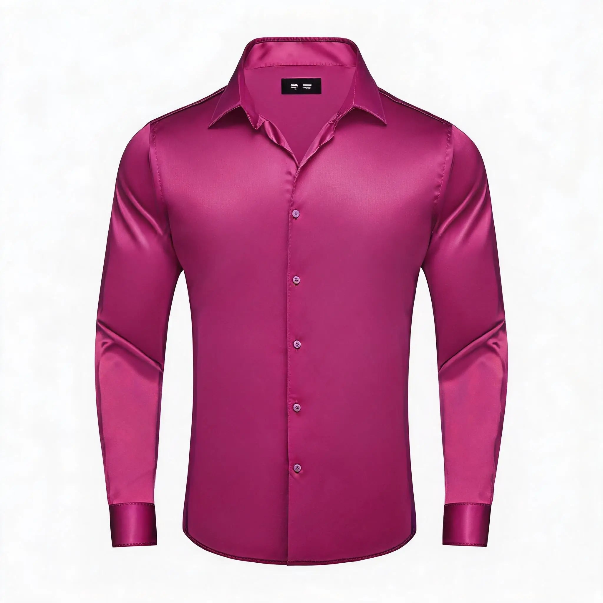 Solid LS Shirt Brown or Pink or Purple or Green or Blue or Black or Red Basic Button Office Daily Fit Qme HT-CYDJ1221 XL