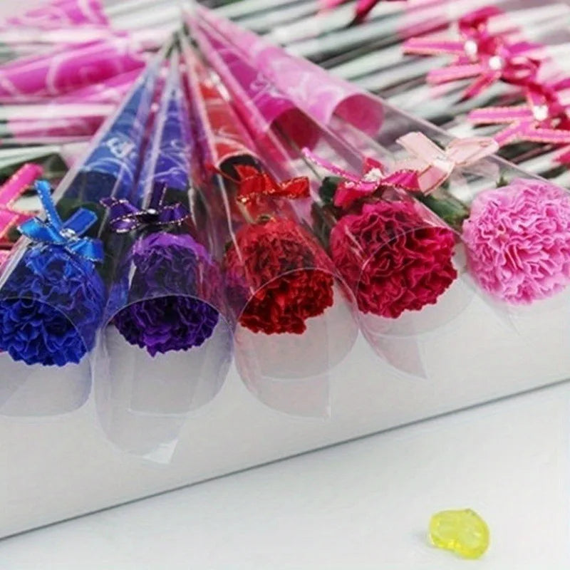 5pcs Carnation Soap Flower Valentine's Day Gift Teacher Day Mother Day Flower Gift Home Party Decor Store Celebration Event Gift Qme