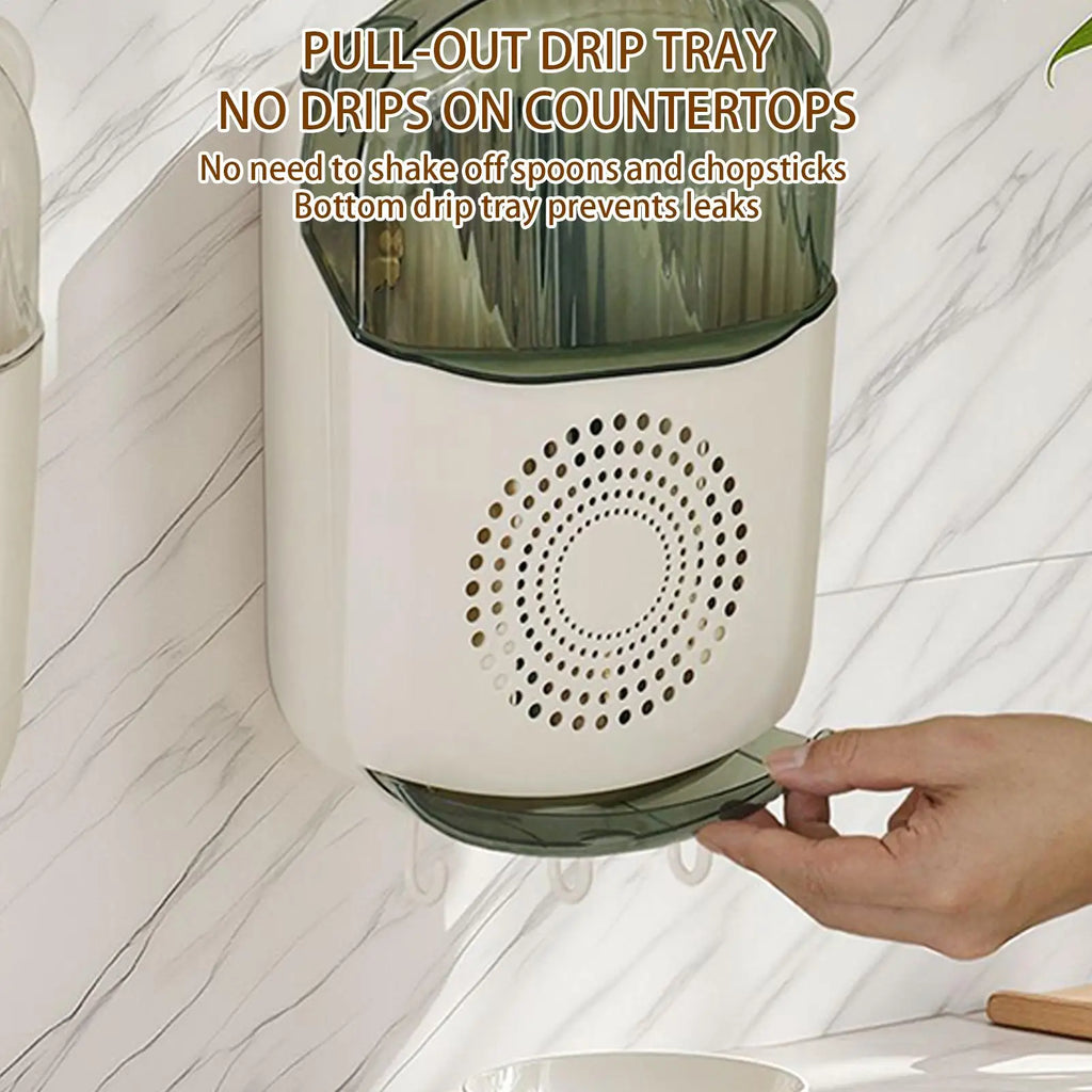 Kitchen Utensil Holder Chopstick Storage Rack Removable Wall Mounted Qme