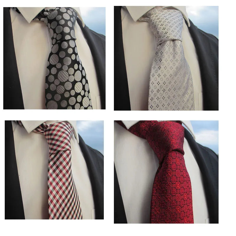 Silk Men Tie Sliver Plaid Solid Grey Wide Luxury Wedding Prom Qme