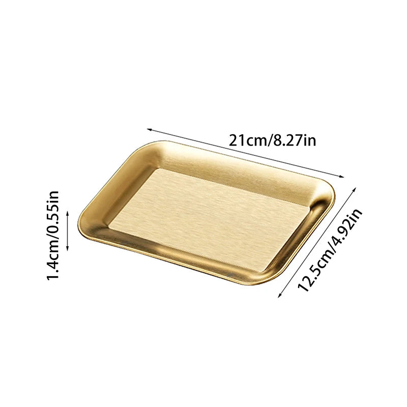 Cafe Restaurant Bathroom Tray Luxury Square Stainless Steel Serving Qme S Gold