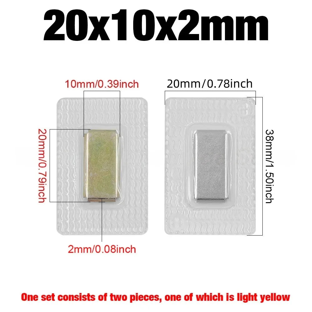 1Pair PVC Invisible Strong Magnetic Snaps Button Hidden Magnetic Fastener for Handbag Clothing Clasp DIY Craft Sewing Supplies Qme 20x10x2mm(Square)