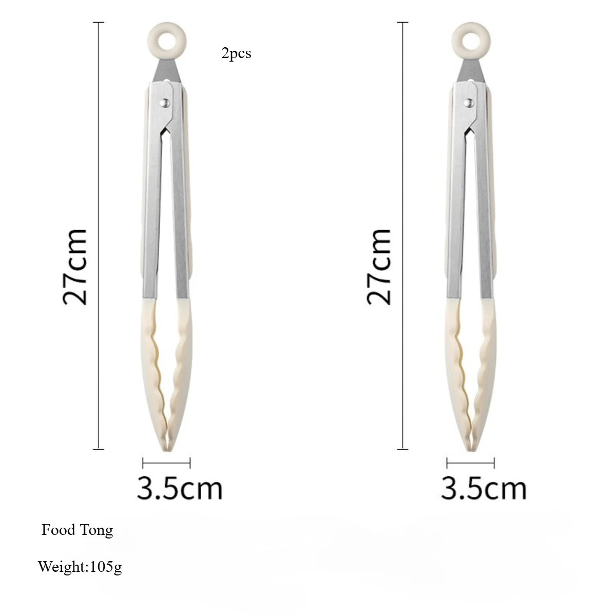 2/12Pcs White Silicone Kitchen Utensils Set with Wooden Handle,Cookware Spatula, Heat Resistant Non-stick Kitchen Cooking Tools Qme Food Tong-2pcs