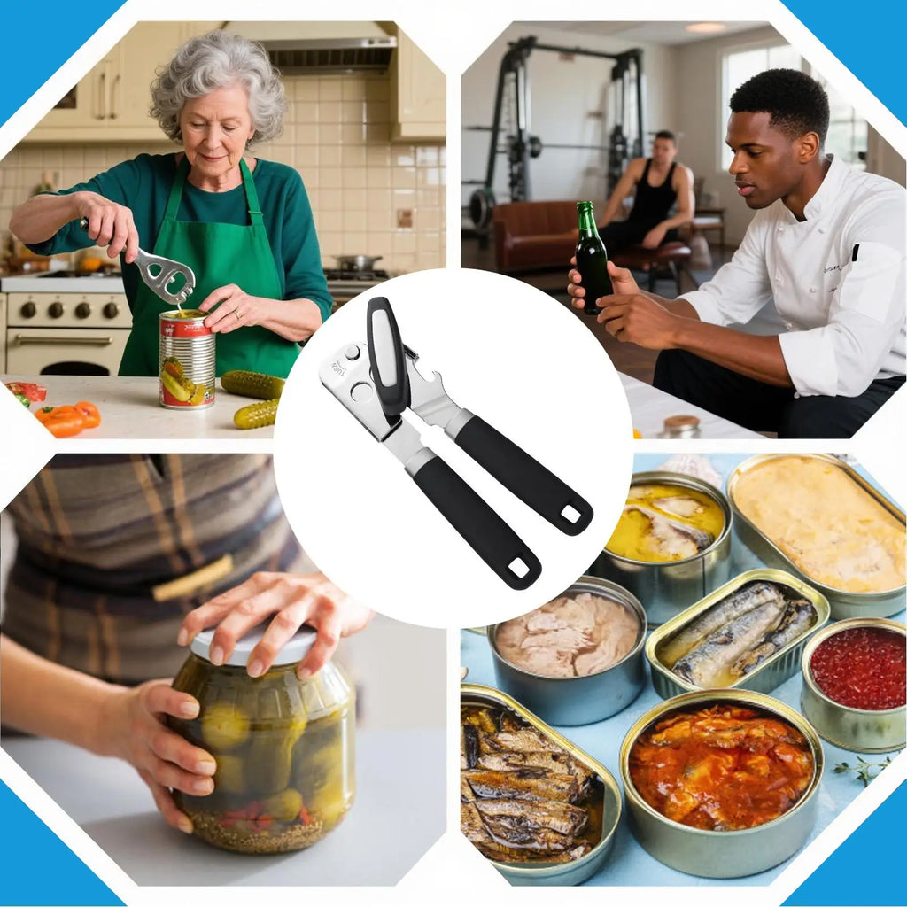 Hand Held Can Opener Kitchen Can Opener Magnetic Grippers Tools With Non-Slip Handle Lid Remover For Kitchen Canning Counter Qme