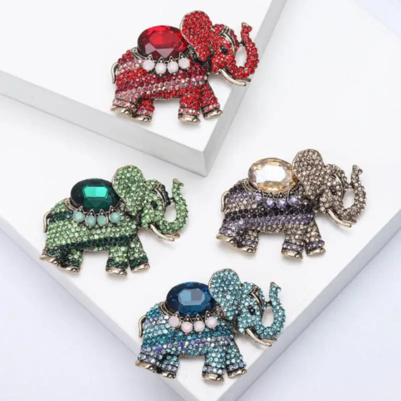 Luxury Rhinestone Elephant Brooches For Women Unisex Enamel Animal Pins Office Party Friend Fashion Gifts Jewelry Accessories Qme