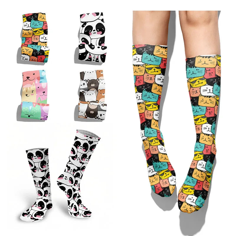 Cute Animal Women's Socks Unisex Crazy Hip-hop Fun Creative Design Qme