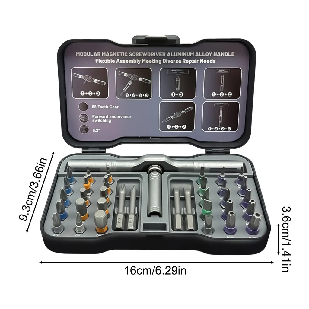 Magnetic Screwdriver Set Multi Bit Precision Magnetic Portable Tool Ratcheting Allen Wrench Set For Watch Sunglasses Eyeglass Qme