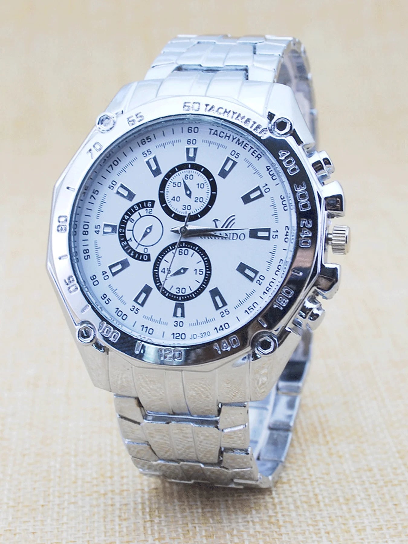 2-piece steel strap three eye men's watch precision scale business men's watch casual men's watch set Qme
