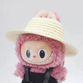 Labubu open top straw hat, party clothing accessories, rustic style Labubu baby clothes decoration accessories (hat only) Qme WHITE