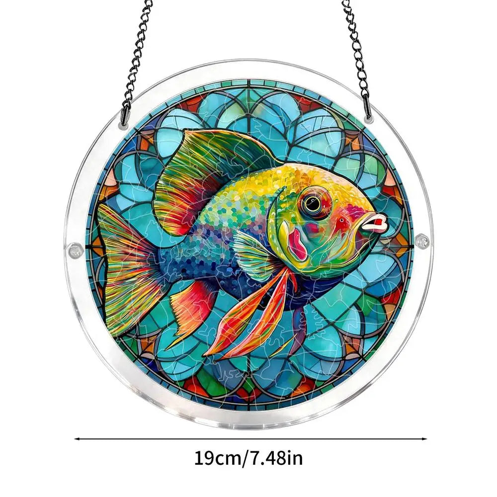 Jigsaw Puzzle Suncatcher Acrylic Animal Pattern Stained Art Decor 7 Qme fish China Mainland