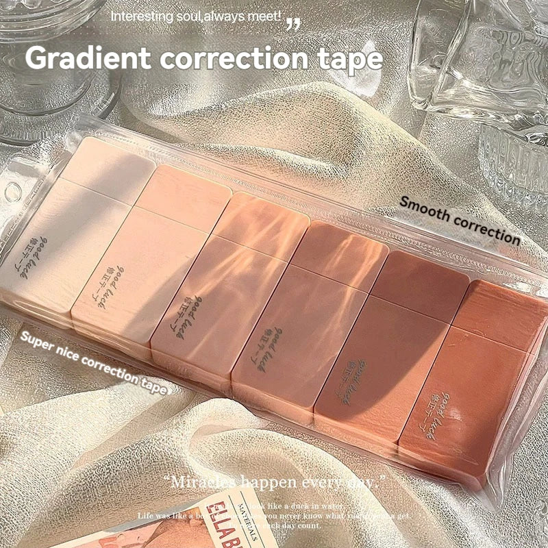 6Pcs High Appearance White Correction Tape Fast Clean Smooth Writing Tear Resistant Correction Tape Office School Stationery Qme big-pink