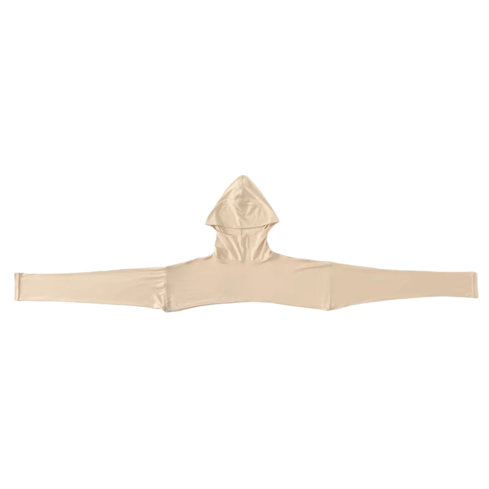 Polyester Hooded Capelet Long Arm Stretchy Multi-Functional Cape Full Neck Cover Skin-Friendly Sun Protection Sleeve Cover Qme Beige