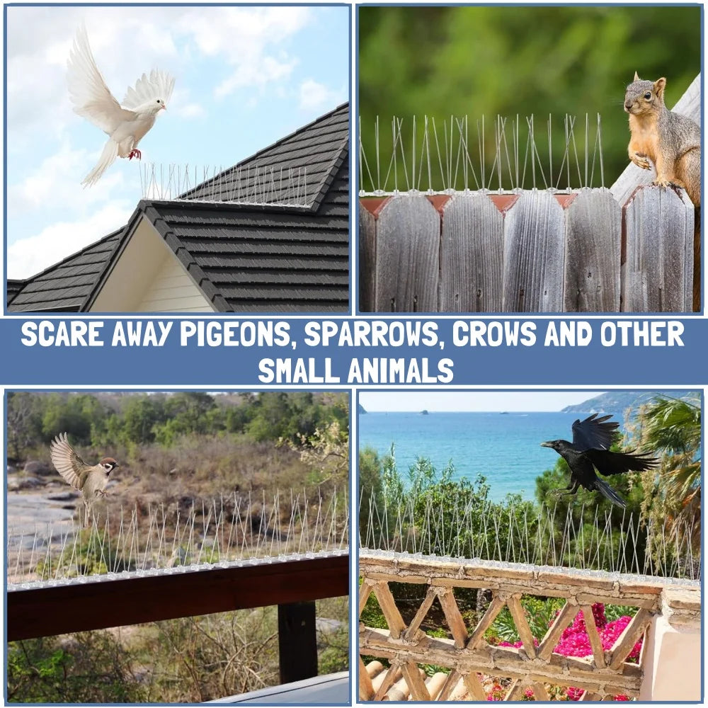 Stainless Steel Anti Bird Thorn Fence Deterrent Anti Bird Pigeon Squirrel Spikes Catcher for Garden Fence Roof Anti Bird Spike Qme