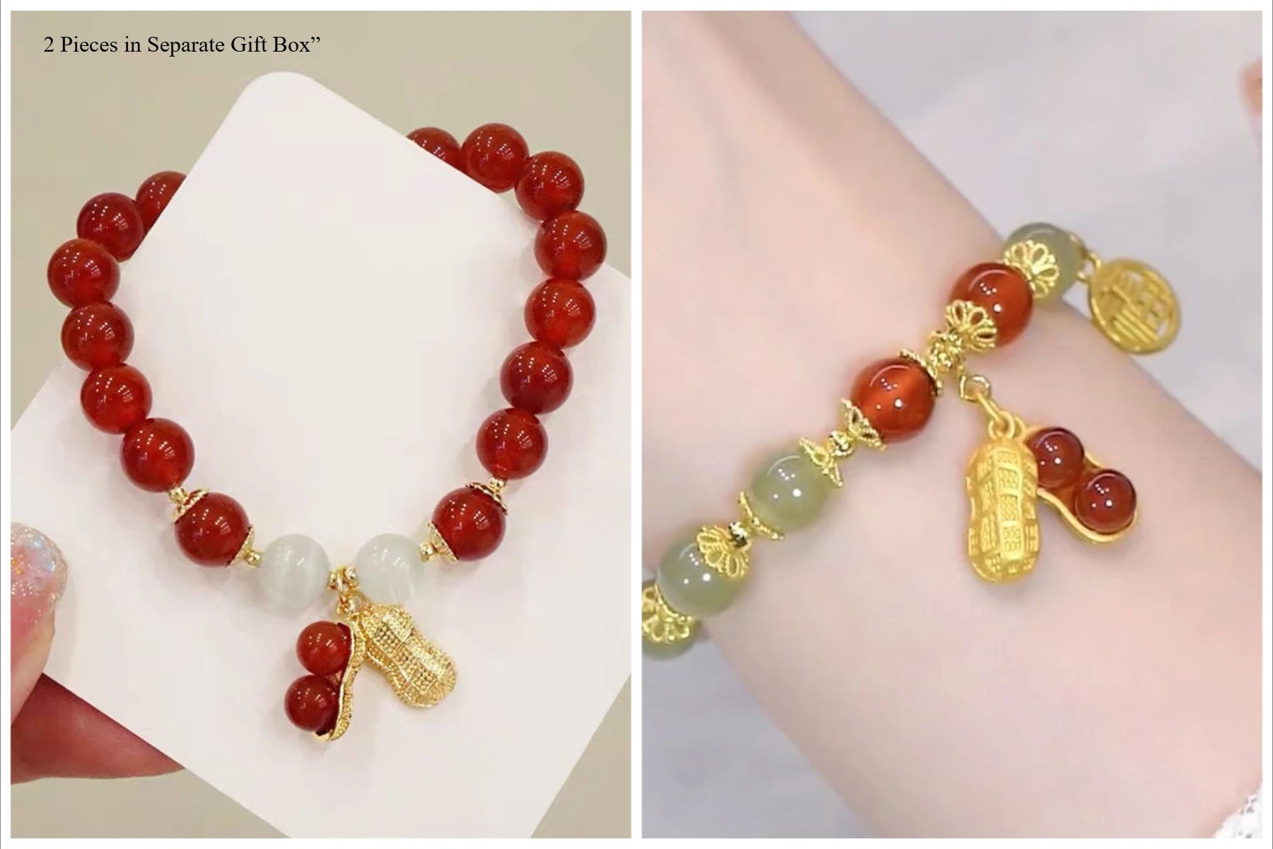 2-3 Pieces Lucky Bead Bracelet for Women, Interlocking Circles Charm, Light Luxury Gift, Stylish Hand Jewelry,Fashion Bracelet Qme Seven and Eight