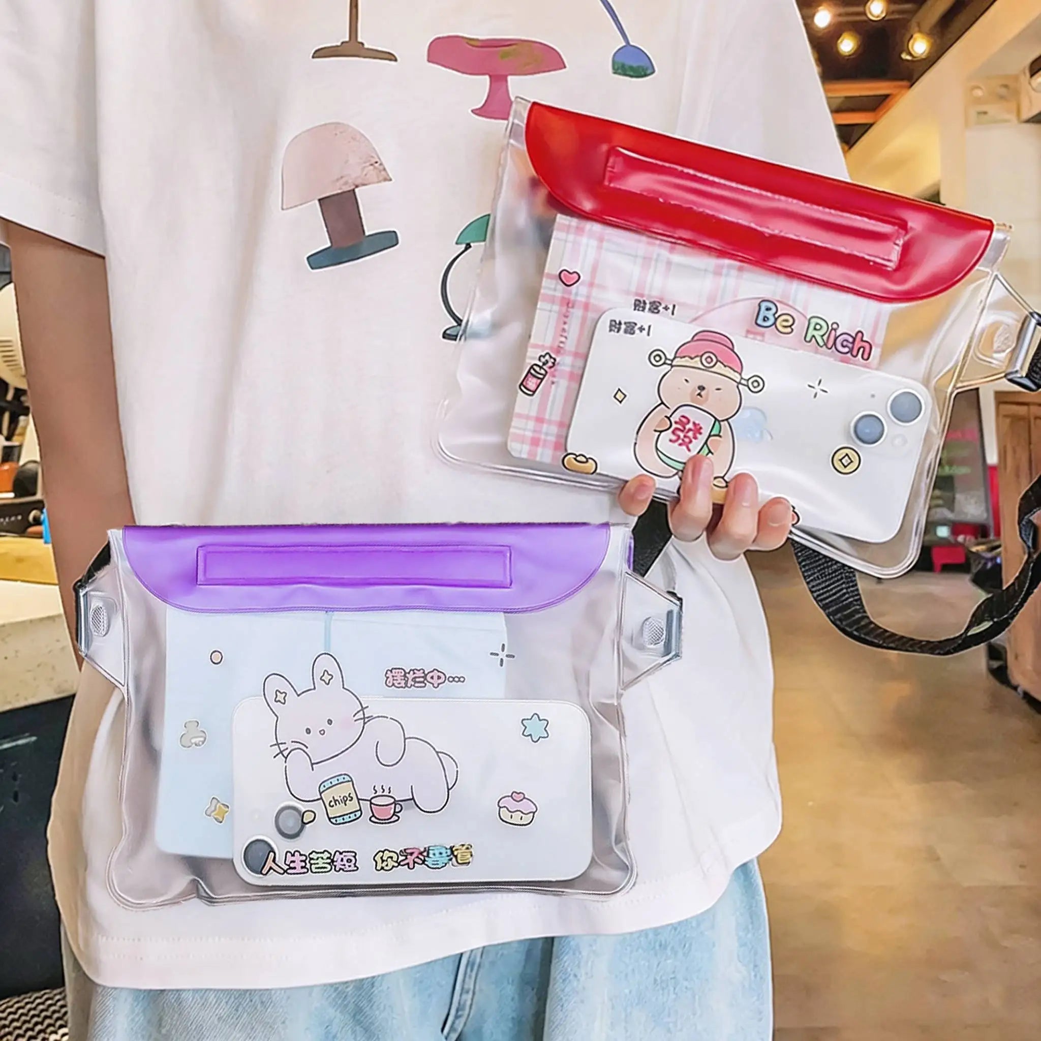 Cartoon Capybara Waterproof Touchscreen Phone Pouch Versatile Bag Qme