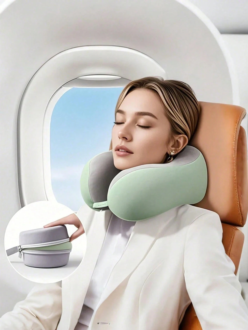 U-shaped Memory Cotton Neck Pillow Portable Travel Nap Office Qme