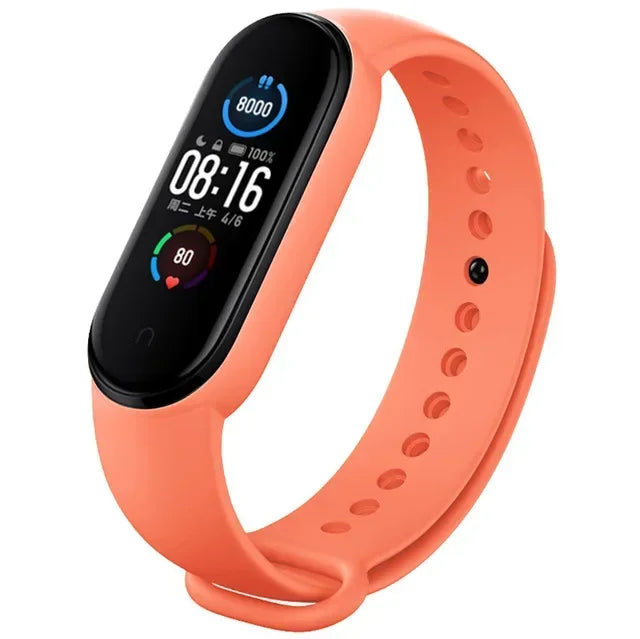 Watch Strap For Xiaomi Mi Band 7 6 5 4 3 Wristband Silicone Bracelet Wrist Straps MiBand 3/4 band5 band6 Smartwatch Accessories Qme Orange Mi band 5 6 7
