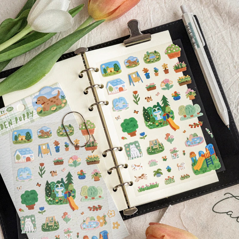 Cute Pet & Coffee Themed Decor Stickers, Healing Stationery Gifts, Perfect for Junk Journal, Bottle & Phone Case Decoration Qme