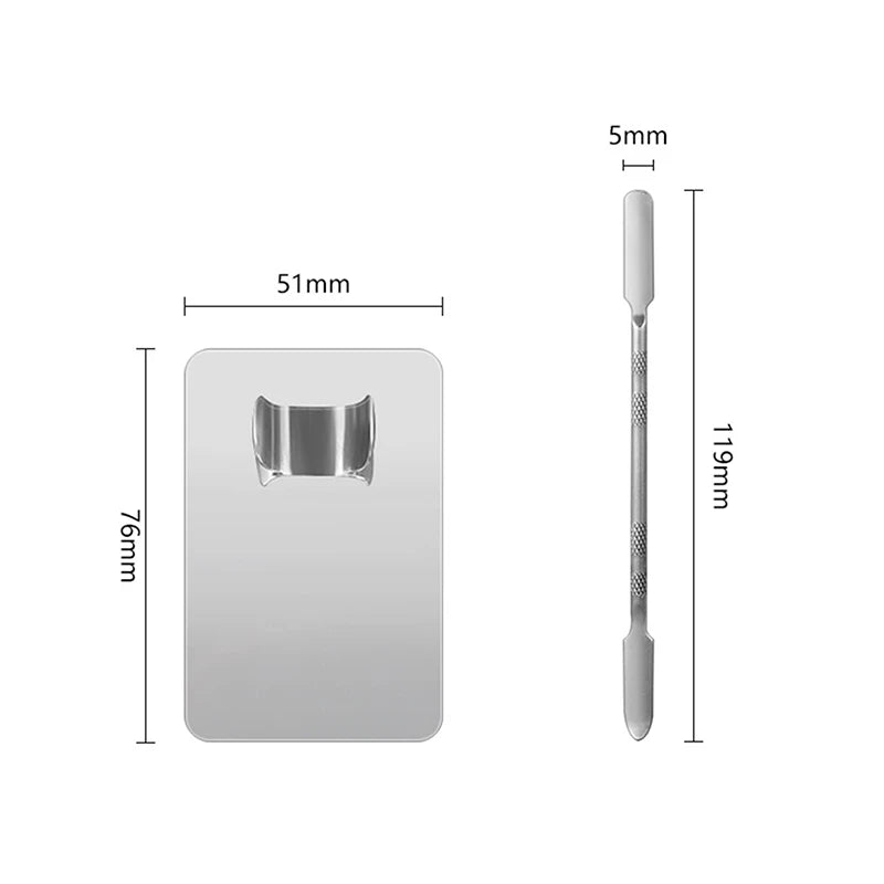 Stainless Steel Makeup Coloring Tray Palette Ring Base Cosmetic Stick Qme A4